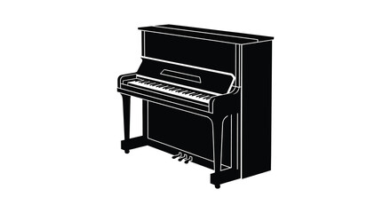 Black Silhouette Of An Upright Piano On White Background © Safia512