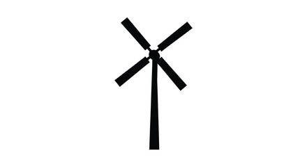 Wind Turbine Silhouette Against White Background Renewable Energy Iconography © Safia512