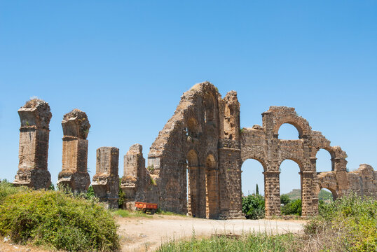 Roman aqueduct of Aspendos stands tall in Antalya, a relic of ancient engineering in Turkey's historical landscape