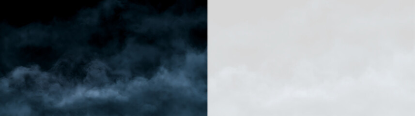 Dark mysterious smoke overlay on black and transparent background. Wispy low lying fog effect for digital art. Realistic vapor texture © Василий Куриленко