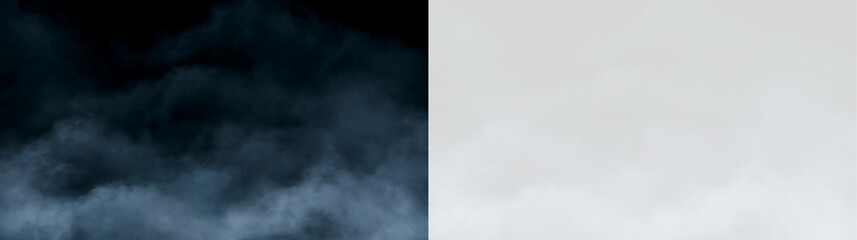 Soft rolling fog overlay on black and transparent background. Smooth atmospheric mist effect for photo editing. Realistic vapor cloud texture © Василий Куриленко