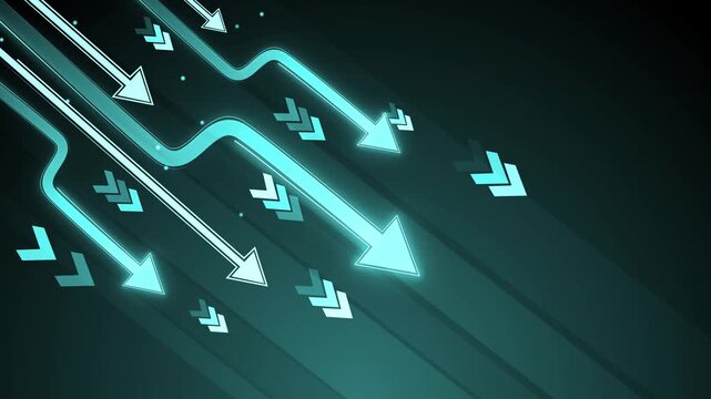 Abstract background with arrows and chevrons moving diagonally downward animation
