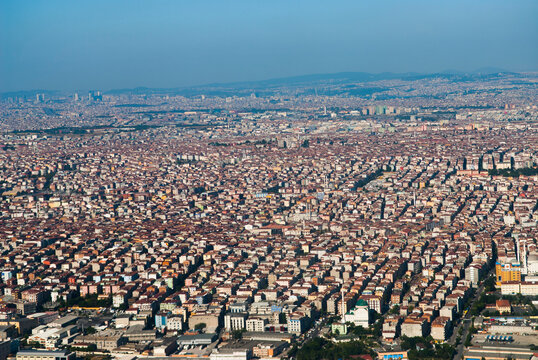 Vast view of Istanbul showing city layout and buildings under clear sky in Turkey