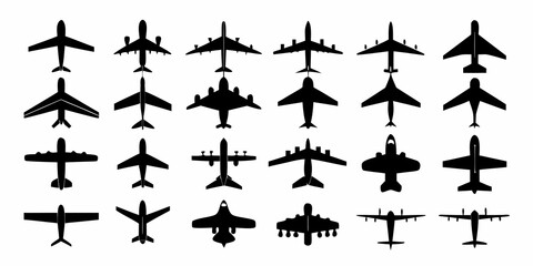 Aircraft Silhouettes A Vector Illustration Set On A White Background © Tapan