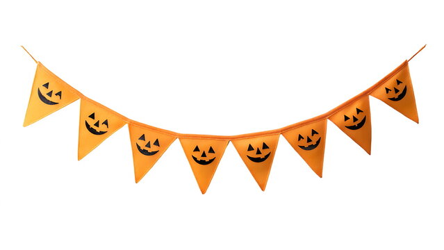 a triangle bunting flag made with jack o lantern