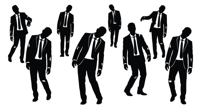 Zombies in business suits shambling forward in a group.