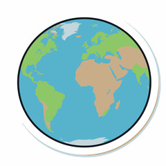 Naklejka premium Stylized 3D Illustration of Planet Earth Globe Showing Continents of Africa, Europe, and Americas with Blue Oceans on a Clean White Background, Minimalist Map Concept for Geography and Travel