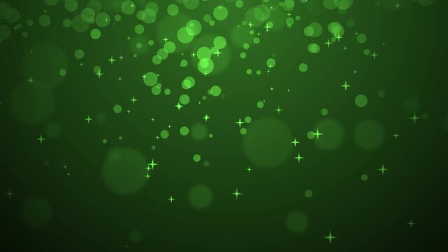 Abstract bokeh background animation with scattered light orbs and small star sparkles on a dark gradient, evoking depth and festive mood