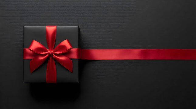 Black friday gift elegant black box with red ribbon perfect holiday shopping