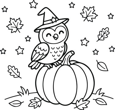 Charming owl on pumpkin a whimsical fall illustration for halloween and autumn decor