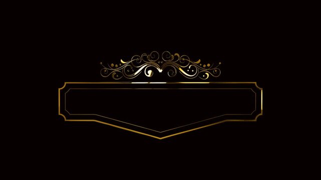 golden shield with floral ornament on the alpha channel background