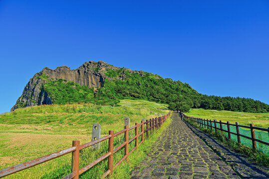 Explore Seongsan Ilchulbong, a volcanic crater on Jeju Island with walking paths and scenery