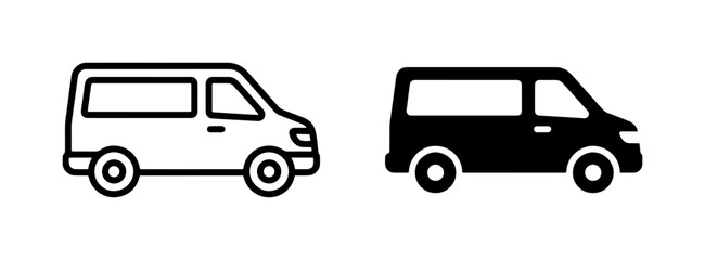 Van Icons: Black and White Vector Graphics for Delivery and Transport Services © Munia