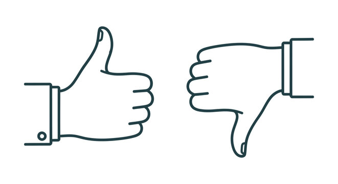 Upvote and downvote thumbs icon set
