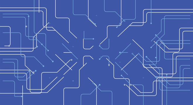 Tech blue digital circuit board pattern vector background design layout ideal for electronic computing microchip network structure security hardware