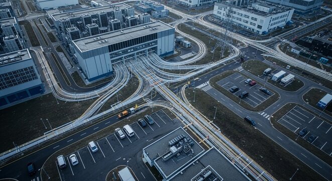 Expansive Hyperscale Data Center Infrastructure with Extensive Cable Networks from an Aerial Perspective