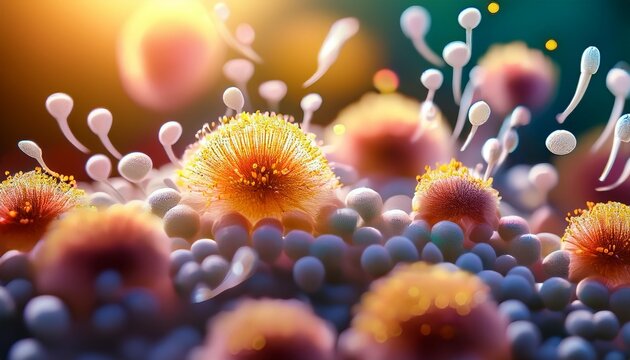 a close up image of airborne pollen particles causing seasonal allergies pollen allergies hay fever