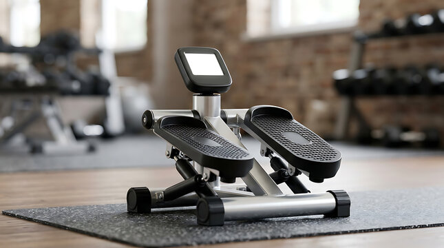 Mini Stepper Cardio Workout Machine on Mat in Gym for Home Fitness Training