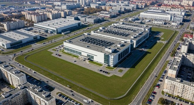 Modern Hyperscale Data Center Facility Under a Daytime Sky