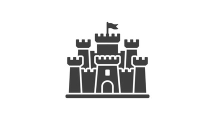 Sandcastle with towers and flag. © Tami