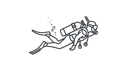 Scuba diver in full gear swimming. © Tami