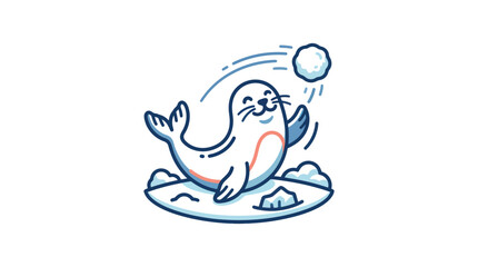 Seal playing with a ball outdoors. © Tami