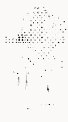 Fototapeta premium Abstract pixel explosion with grayscale particles and glitches, digital data fragmentation and breakdown, technological decay