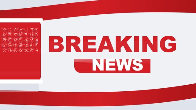 Breaking News Alert Graphic with Red Ribbons and QR Code.