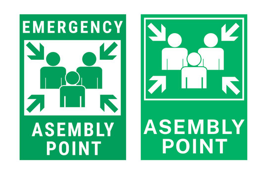 Meeting point symbol. Assembly point vector sign indicating a designated meeting location. 