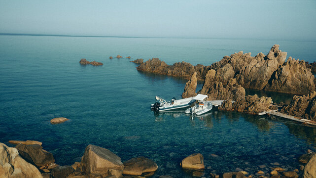 seascape with boats in Sardinia