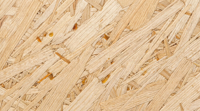 Close up view of oriented strand board texture showing pressed wood chips and generated using ai