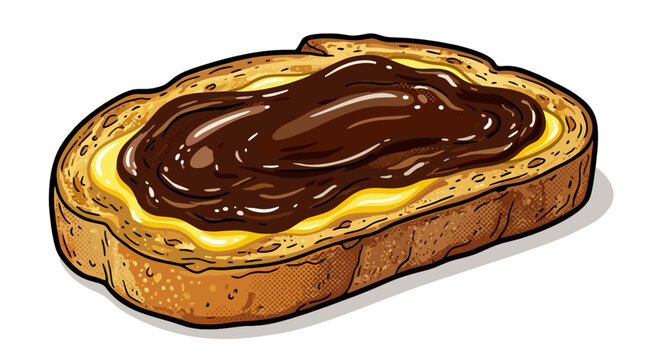 Classic Australian crunchy vegemite toast slice spread with melting butter and yeast extract isolated vector illustration