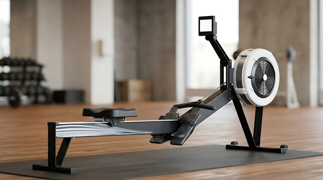 Professional Indoor Rowing Machine for Full Body Fitness Training in a Modern Gym Studio Setting