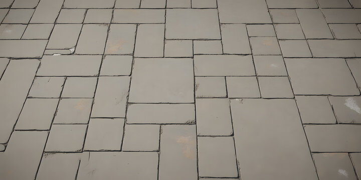 Stone pavement texture with irregular grey flagstone tiles for outdoor floor architecture.