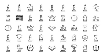 Hand Drawn Chess Pieces and Icons Collection - Strategy and Game Elements © Kejar