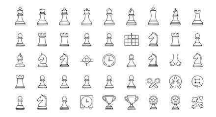 Hand-drawn Chess Pieces Collection: Strategy, Game, and Victory Icons © Kejar