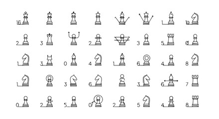 Hand-drawn Chess Pieces Collection: King, Queen, Rook, Bishop, Knight, Pawn - Doodle Art © Kejar