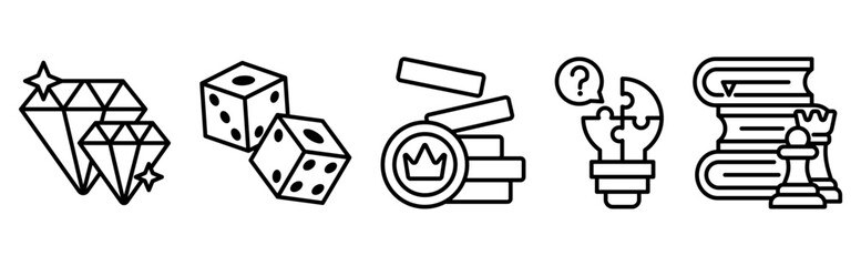 Gamification rewards loyalty token and creative problem solving icon set. vector collection © Sien