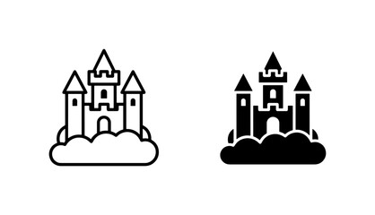 Fantasy Castle Icons, Fairytale Fortress Vector Graphics, Mythical Kingdom Symbols, Enchanted Palace Illustrations © Rasid