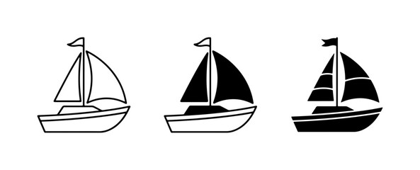 Sailboat Icons: Outline, Silhouette, and Filled Vector Graphics for Nautical Themes © Rohoman