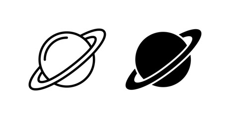 Saturn Planet Icons, Ringed Celestial Body Vector Graphics, Space Exploration Symbols, Cosmic Universe Elements © Rohoman