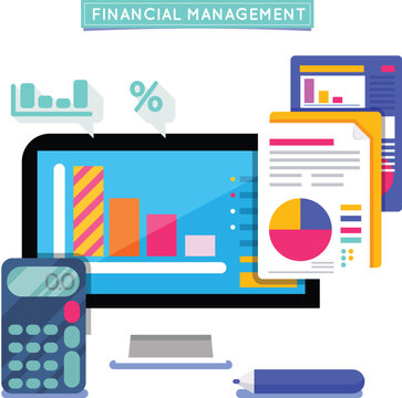 Financial spreadsheet chart medical file and icons vector