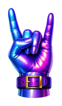 PNG Vibrant metallic hand showing rock gesture