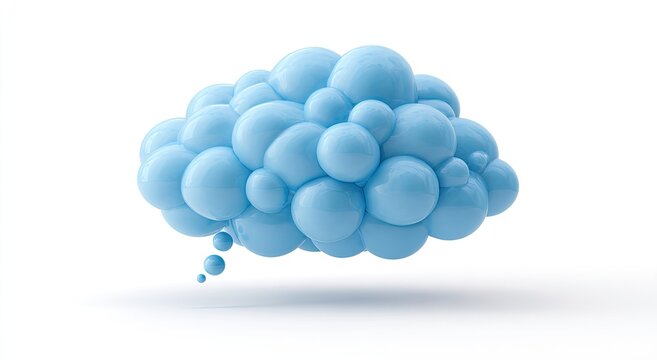 Abstract cluster of light blue spheres forms a thought bubble shape