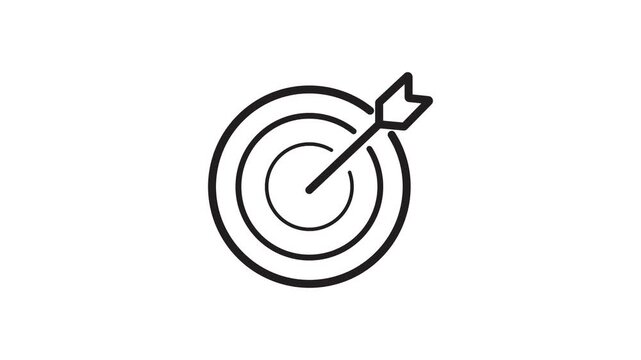 Bullseye target with arrow minimalist outline animation showing success and goal achievement.