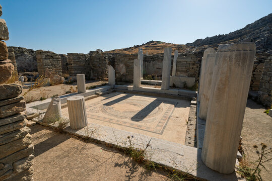 Ancient structure with dolphin motifs found in Delos archaeological site in Greece