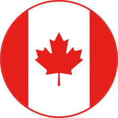Obraz premium Round flag of canada isolated on white background