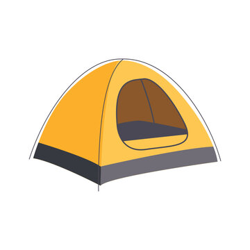 Yellow Dome Camping Tent Vector Illustration for Outdoor Adventure Travel