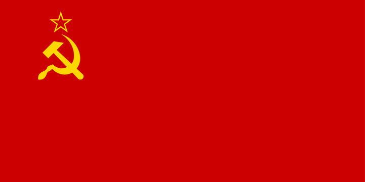 Soviet union flag with hammer and sickle