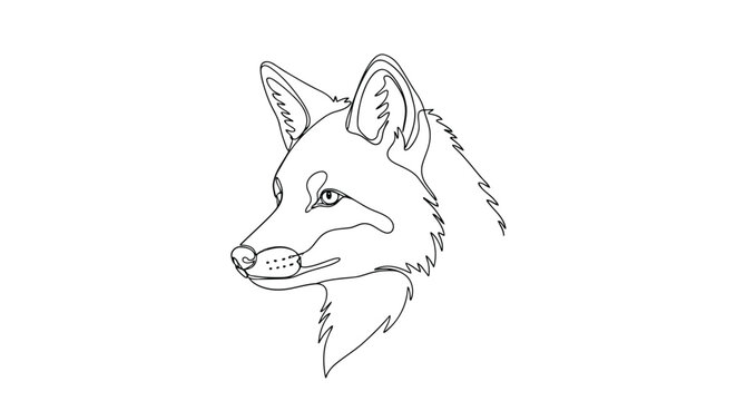 Vector art of detailed fox head line art illustration
